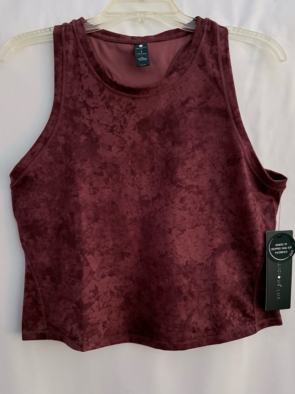 NWT Yogalicious Marbled Cropped Tank in Italian Quartz Rouge Blush Size Large